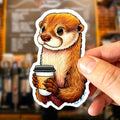 Coffee Loving Otter Sticker