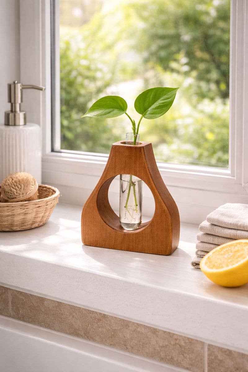 Wood Vase Propagation Stand
