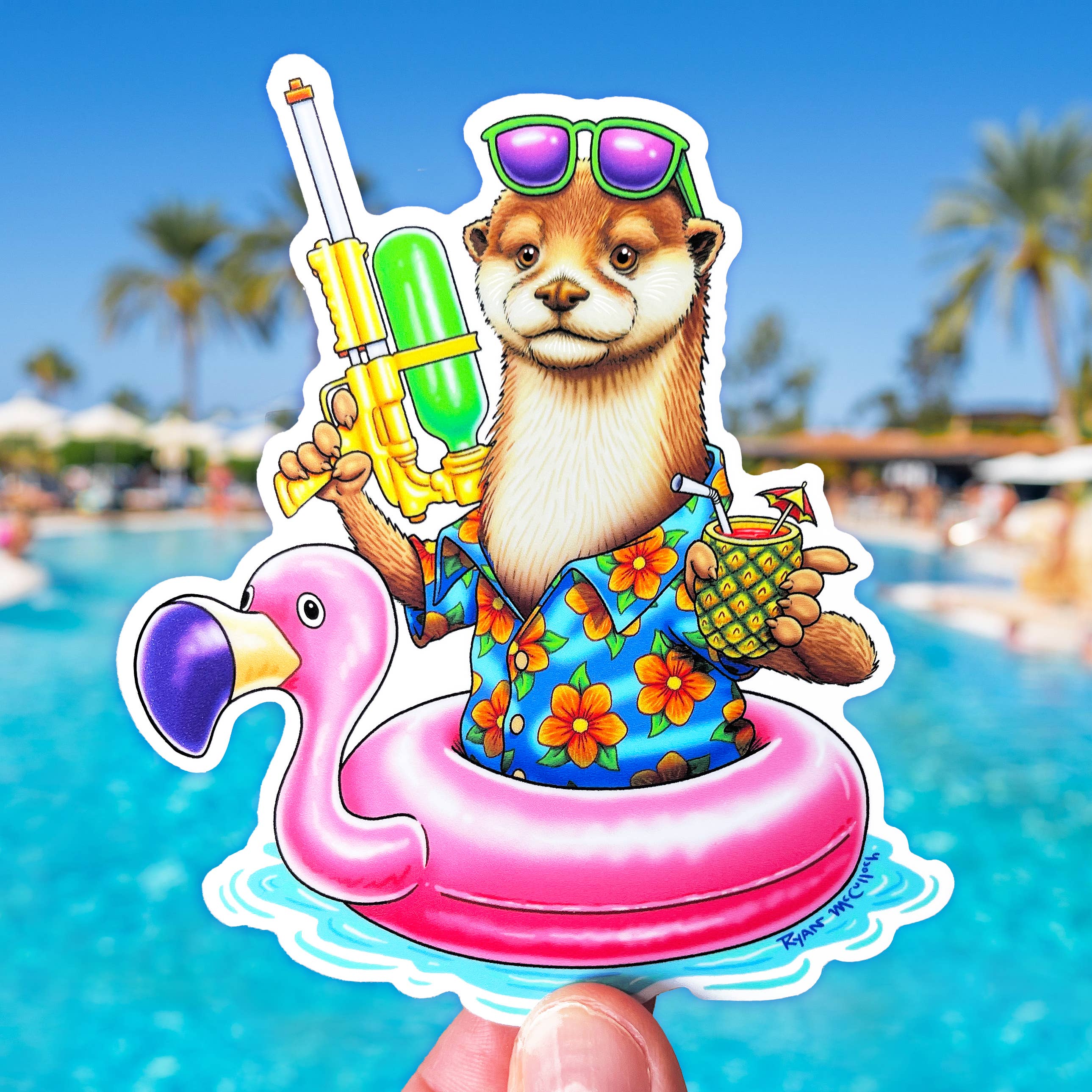 Party River Otter Sticker