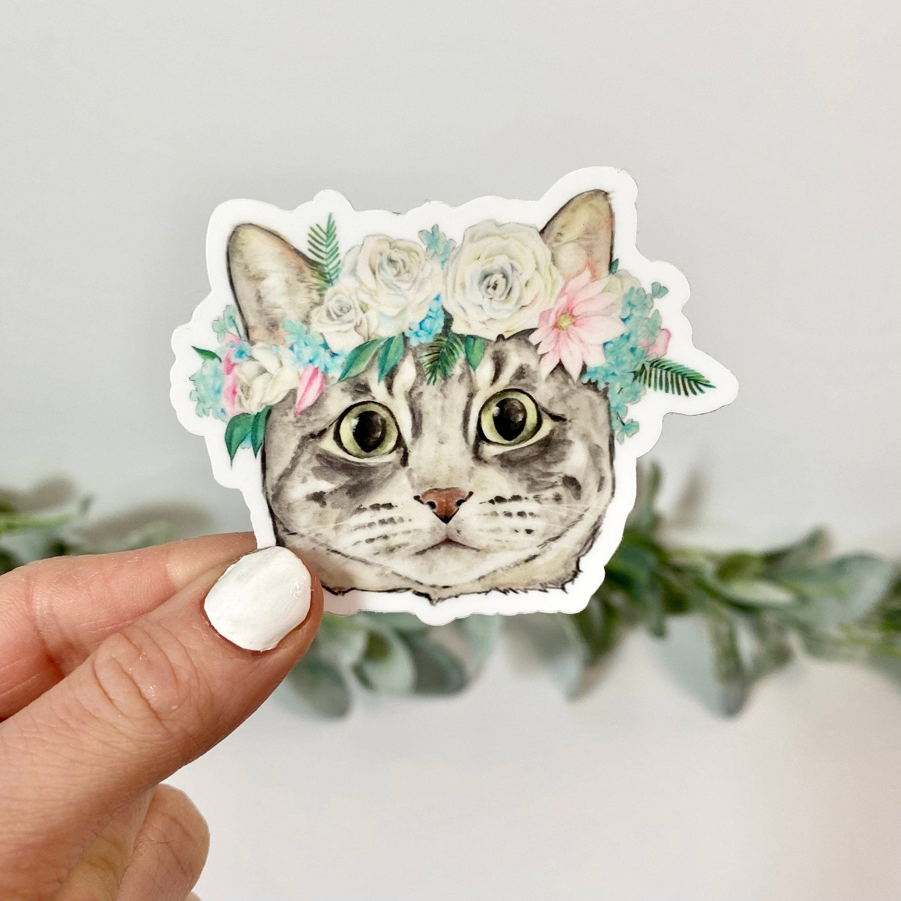 Cat w/ Flower Crown Sticker
