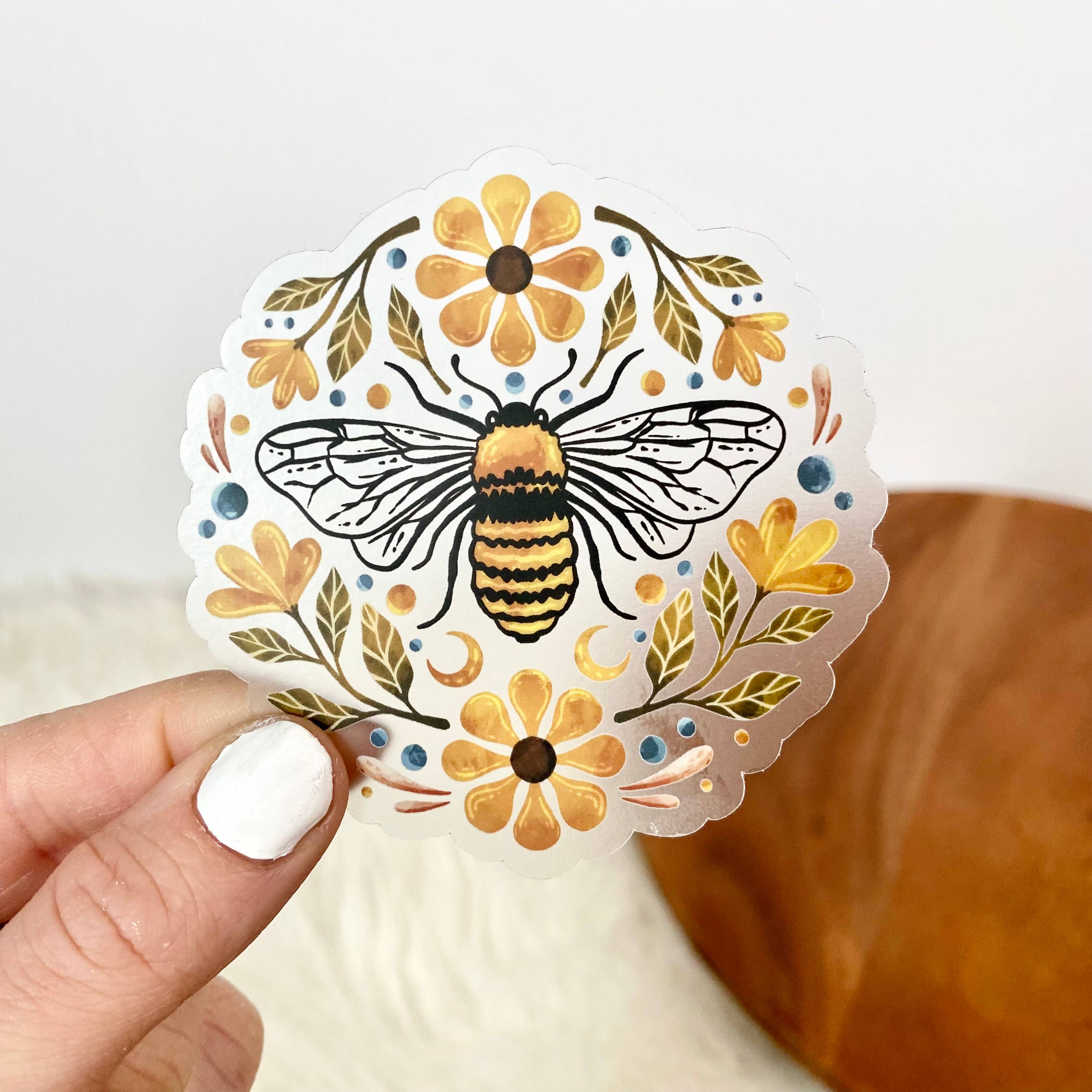 Flowers And Bee Sticker