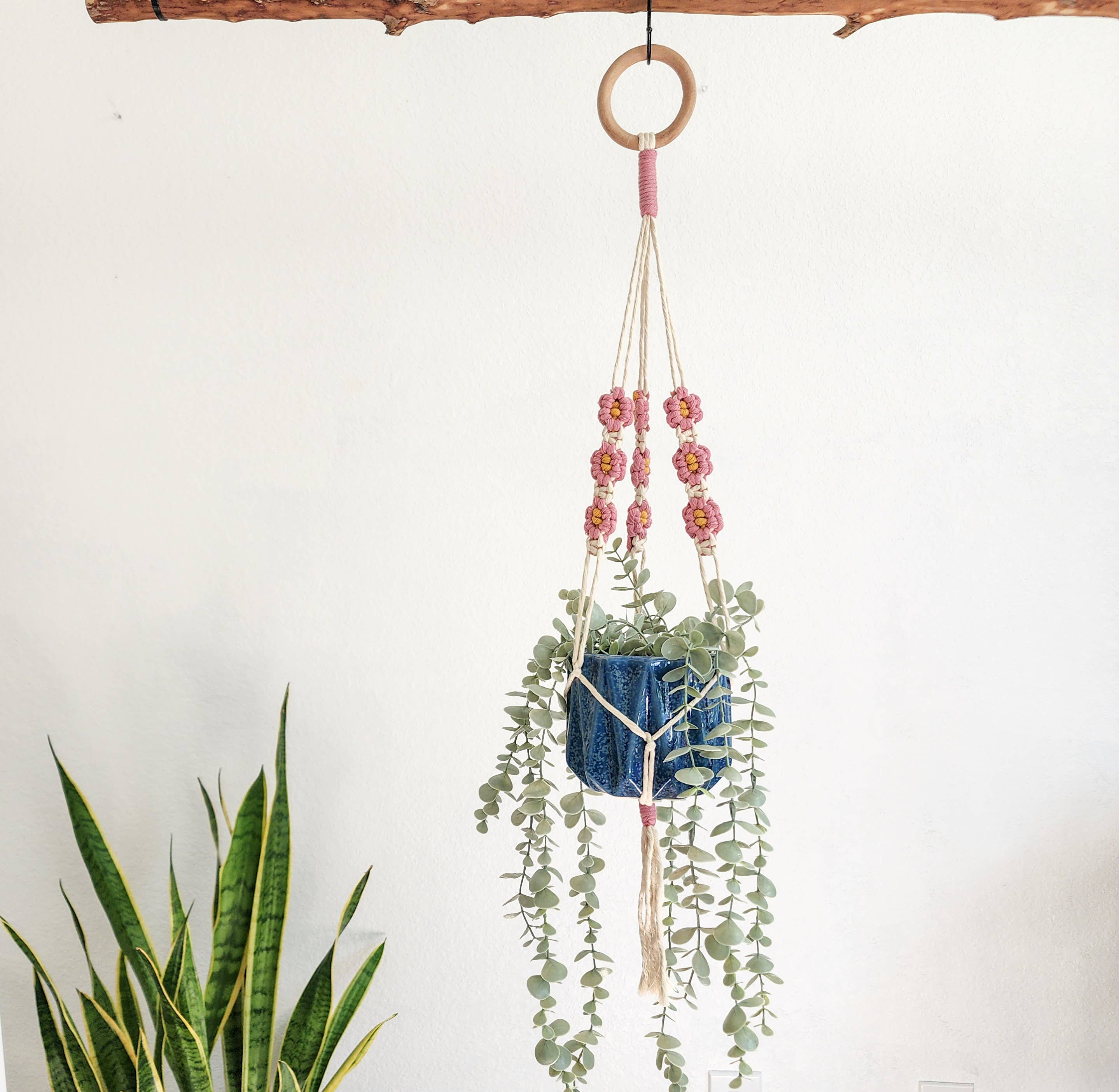 Handmade Daisy Macrame Plant Hanger