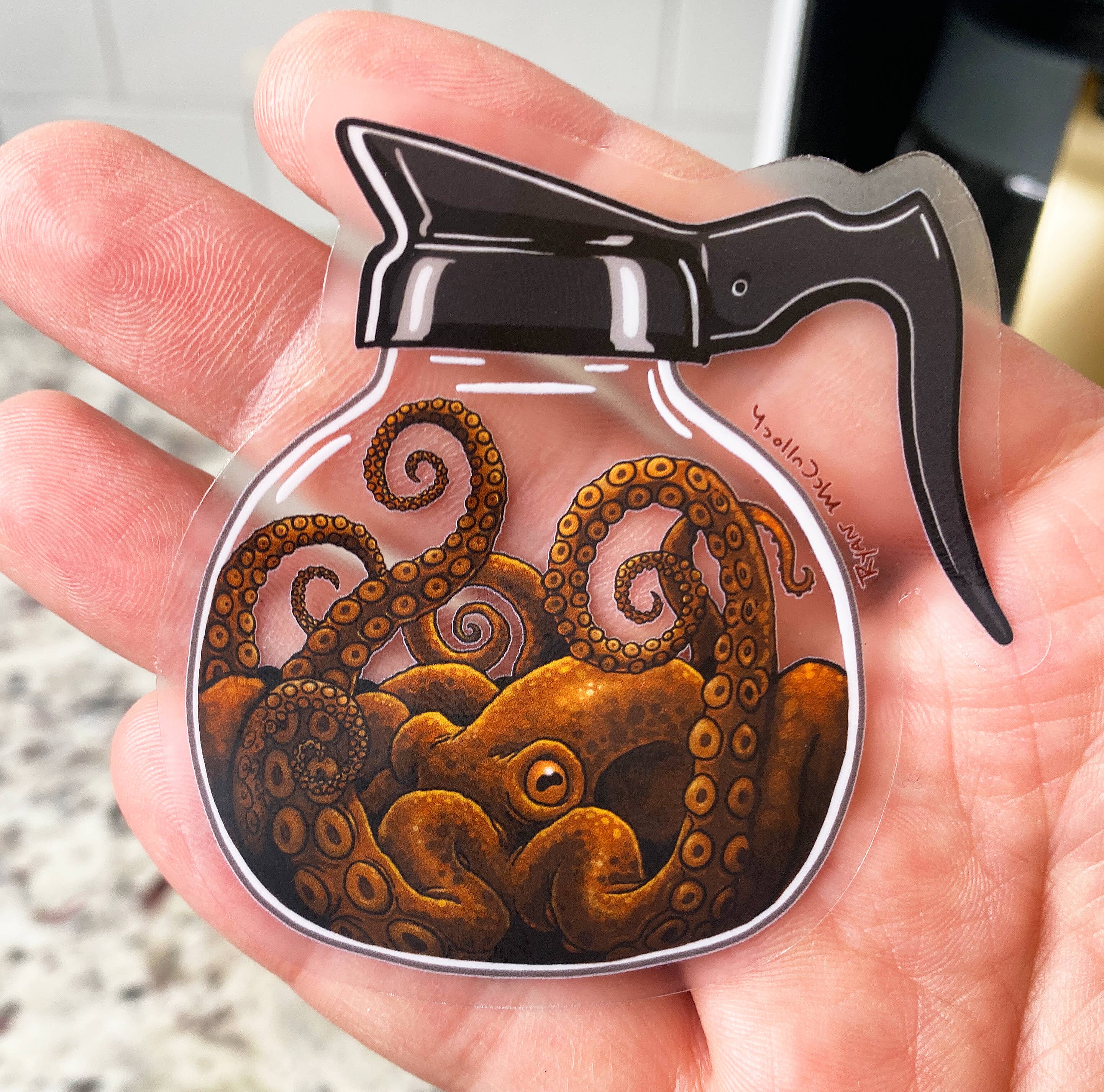 Octopus Coffee Pot Sticker