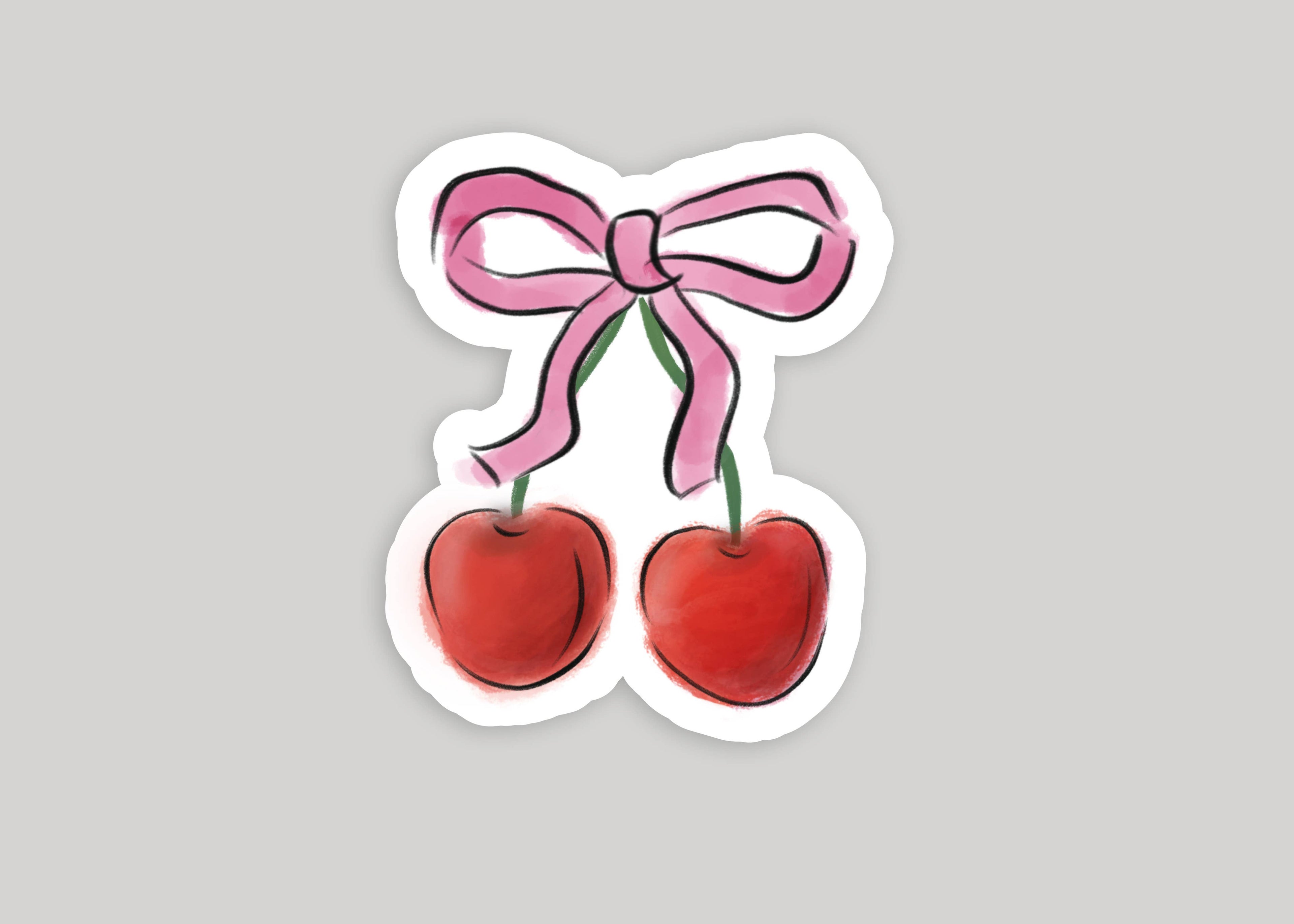 Cherries with Bow Sticker