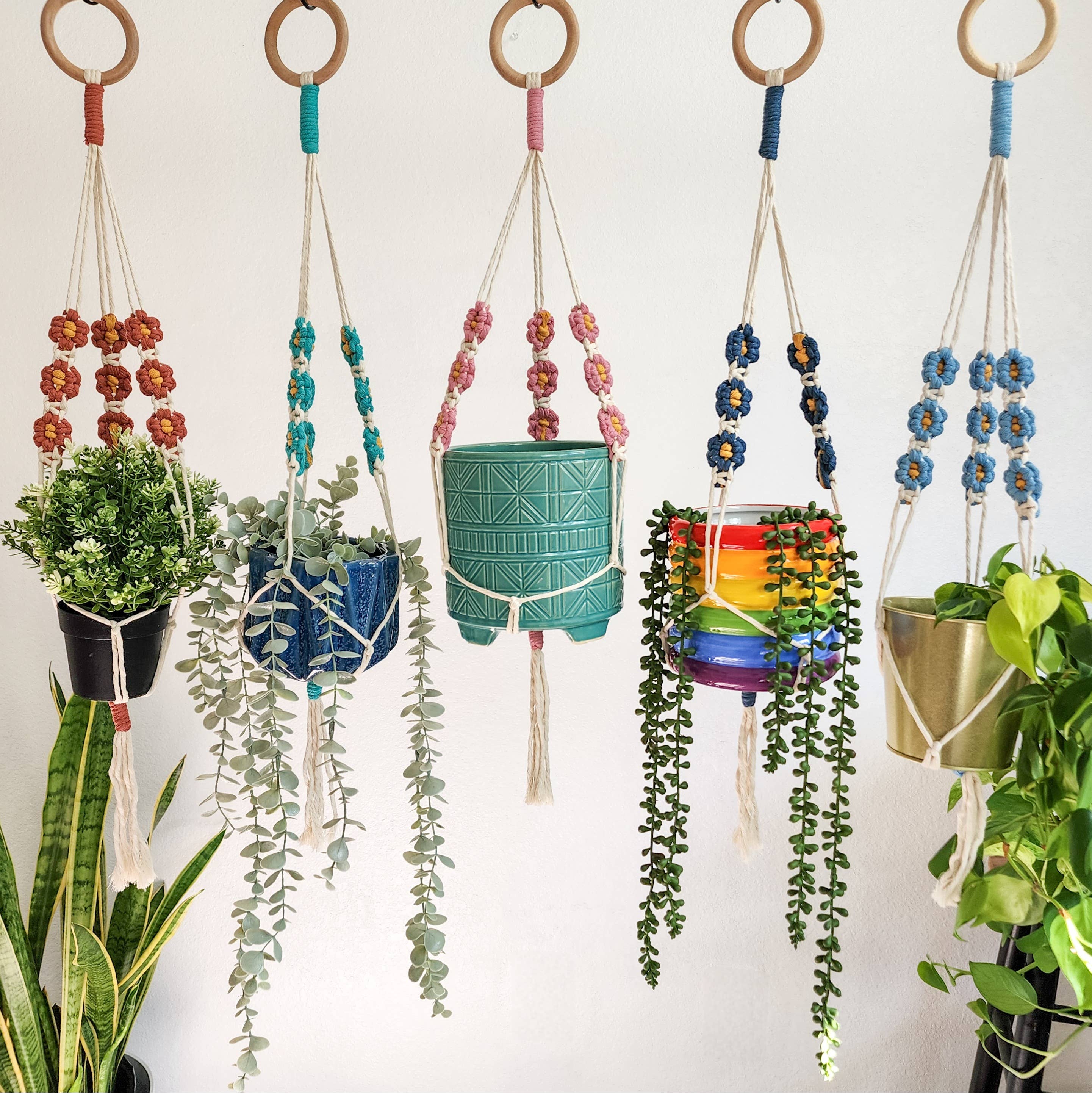 Handmade Daisy Macrame Plant Hanger