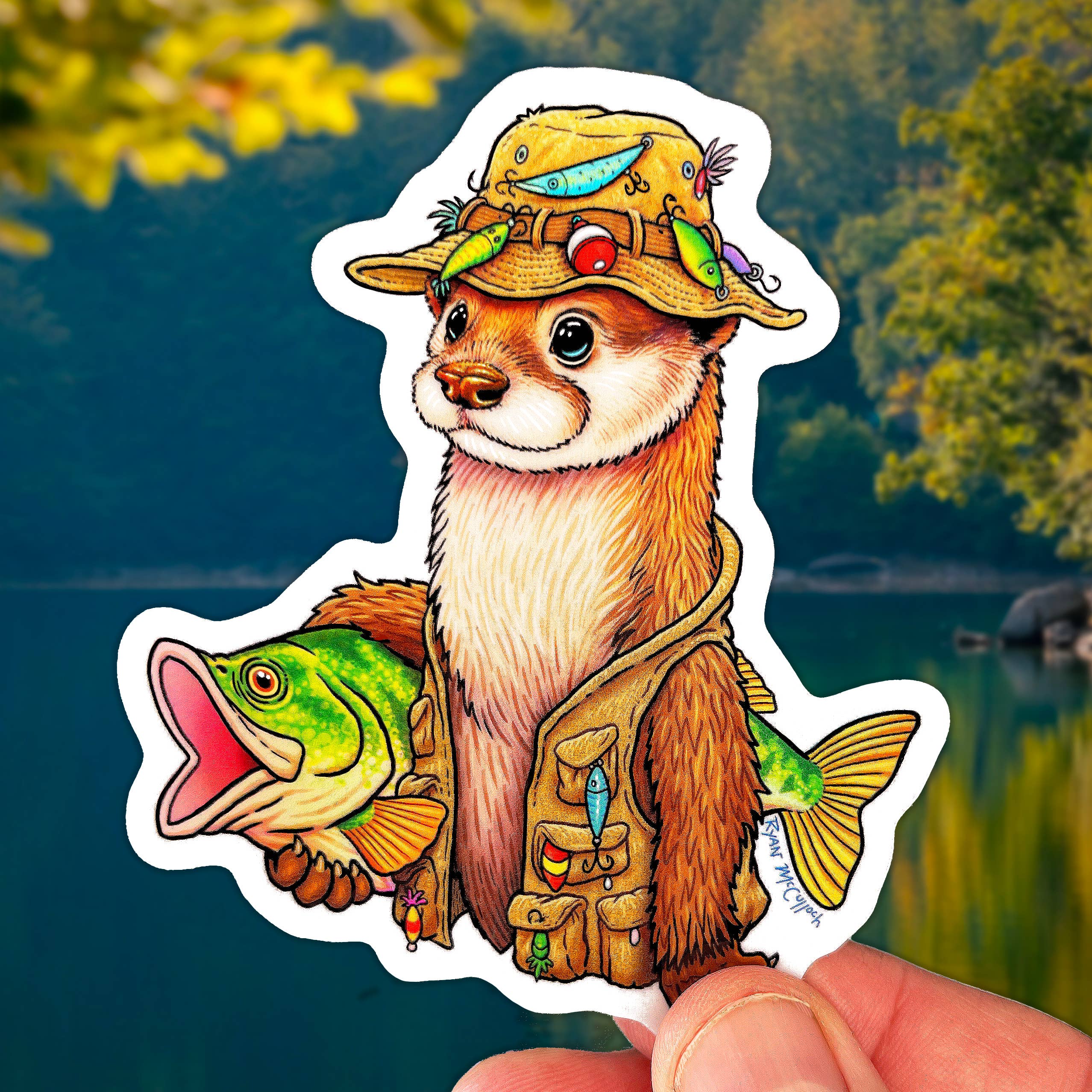 Gone Fishing Otter Sticker