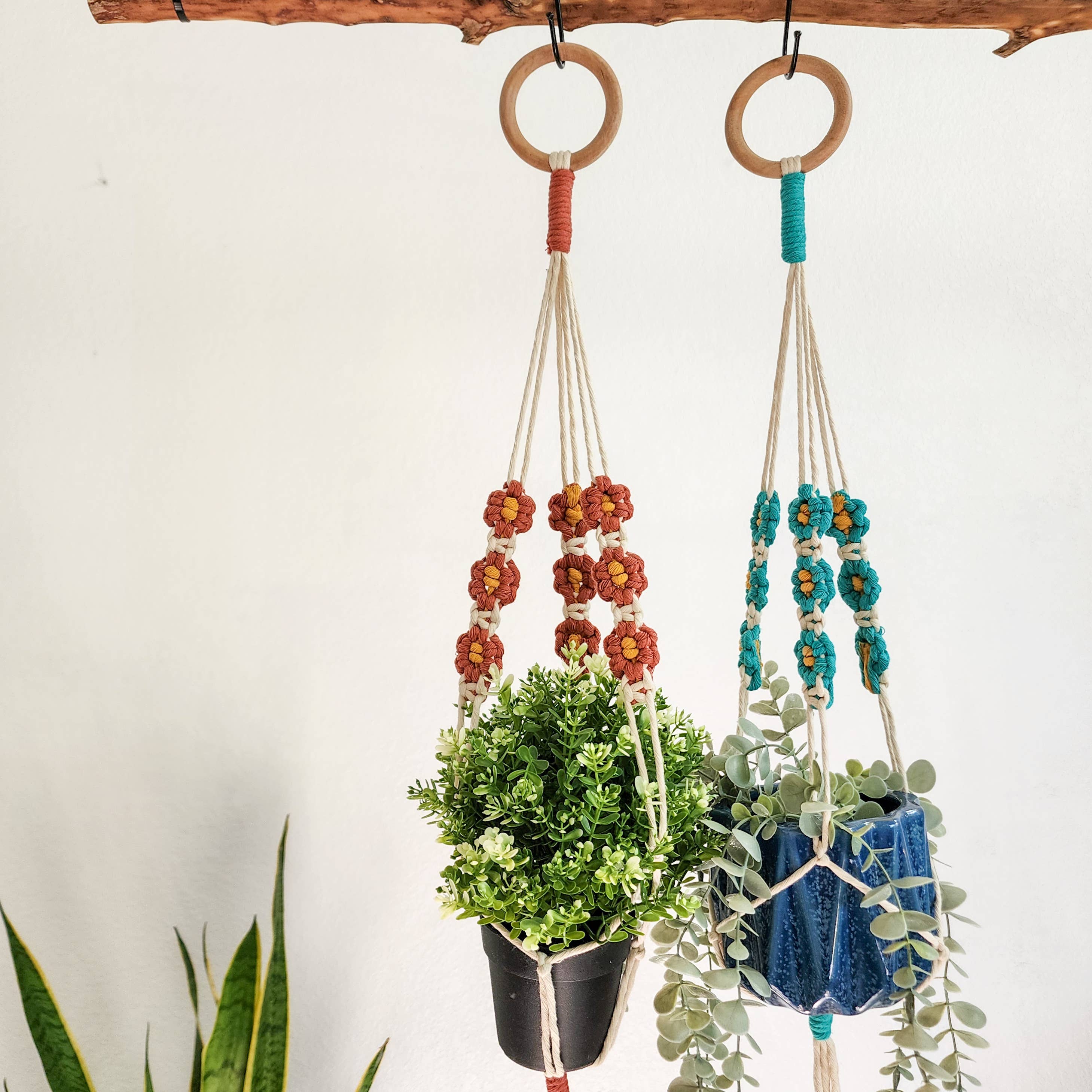Handmade Daisy Macrame Plant Hanger