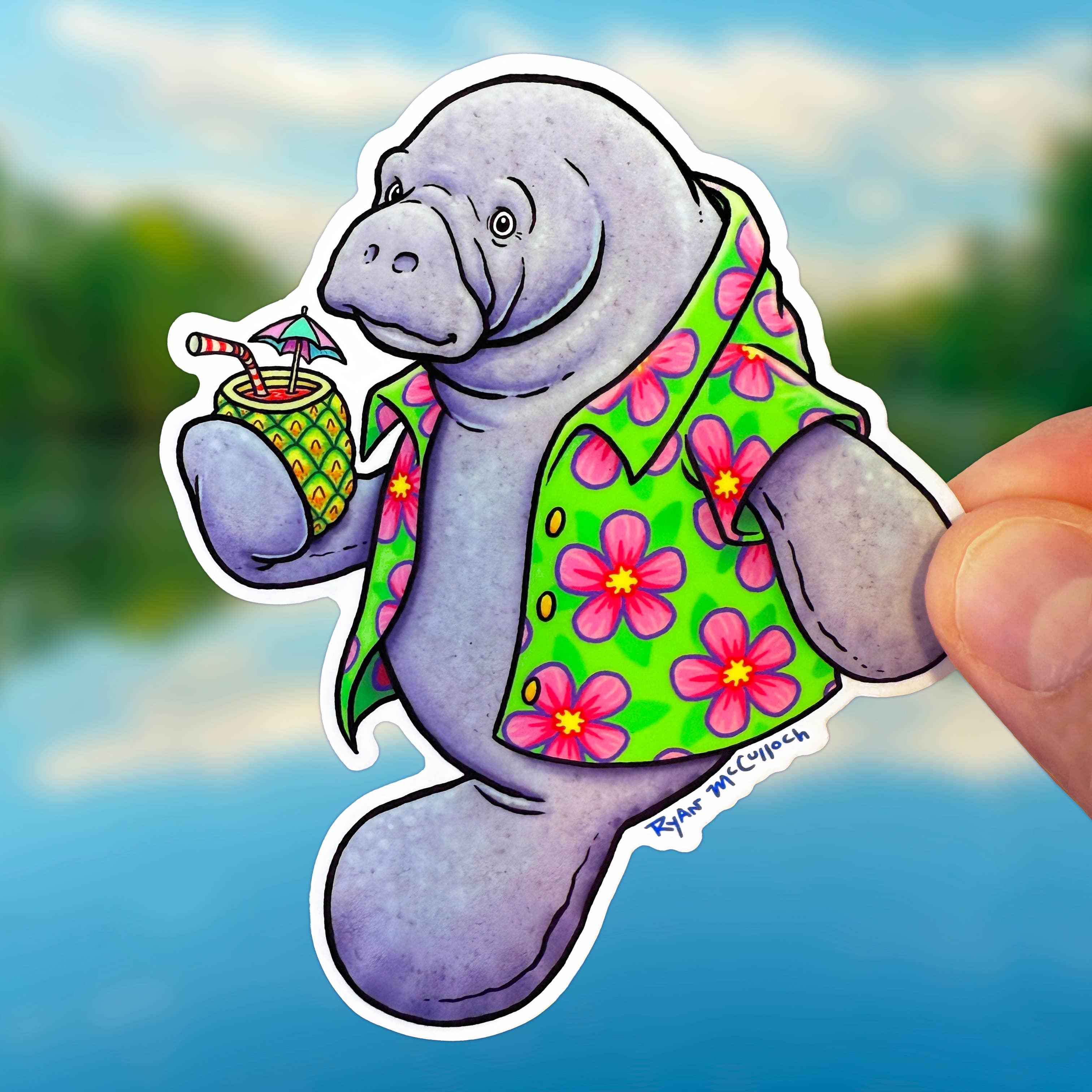 Chillaxed Manatee Sticker