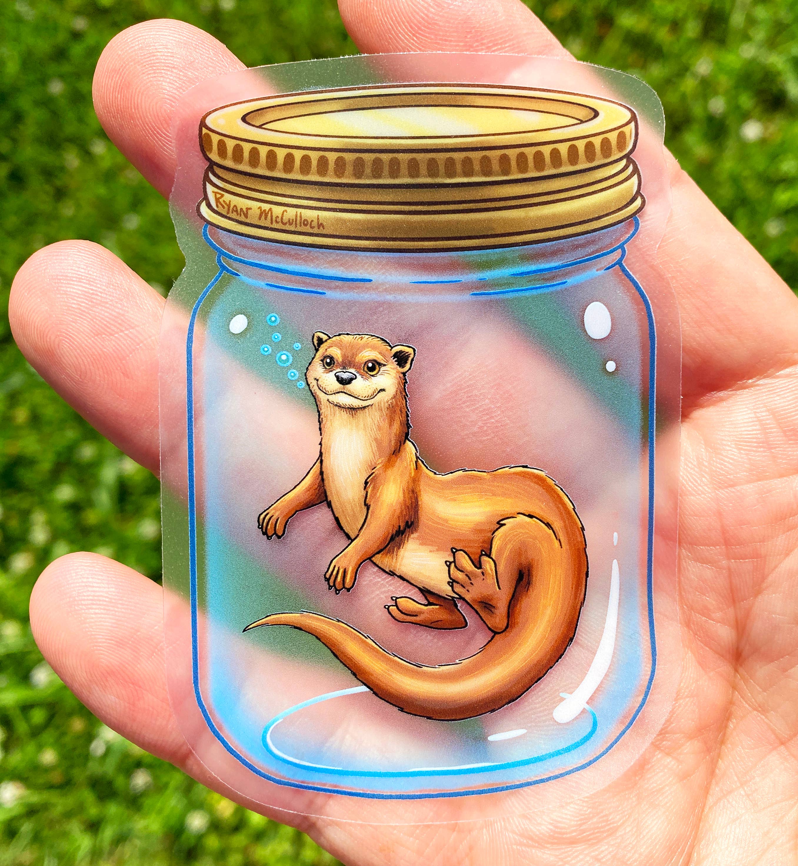 River Otter In A Jar Sticker